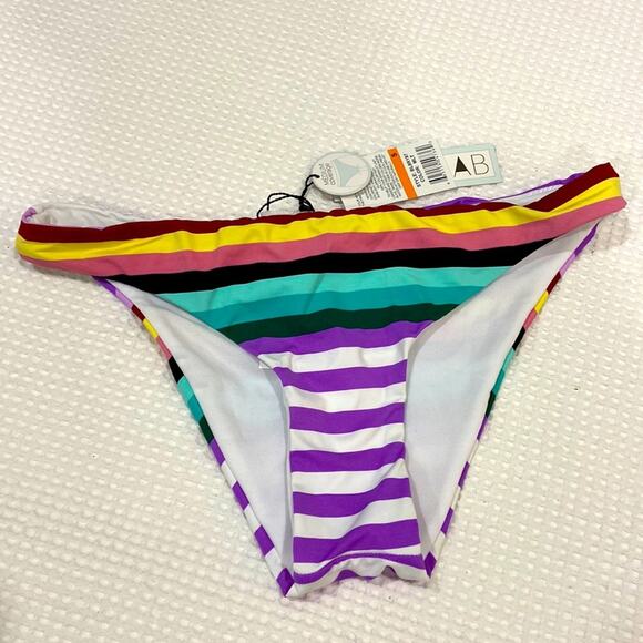 The Bikini Lab Stripe Out Cinched-Back Hipster Bikini Bottom Multi Size S - Picture 4 of 6
